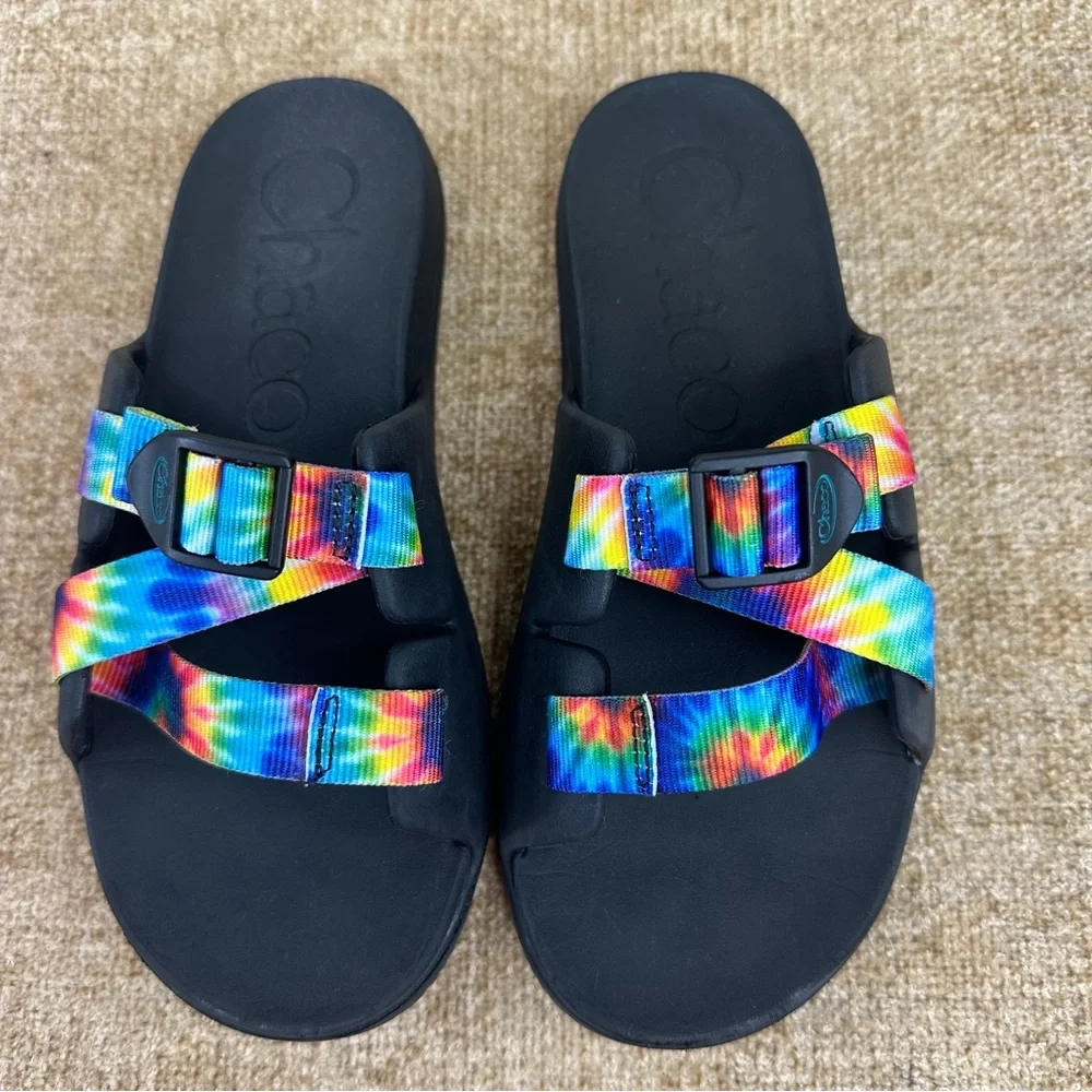 Chaco Kid's Chillos Strappy Black/Tie-Dye Slide/Sandals Size K5